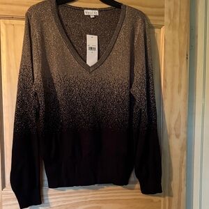 Black V-Neck Sweater has a few small pulls but fabric is intact.